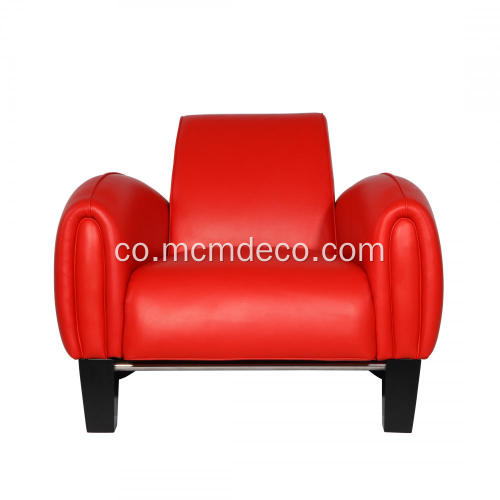 Chaise longue rouge en cuir Bugatti Franz Romero